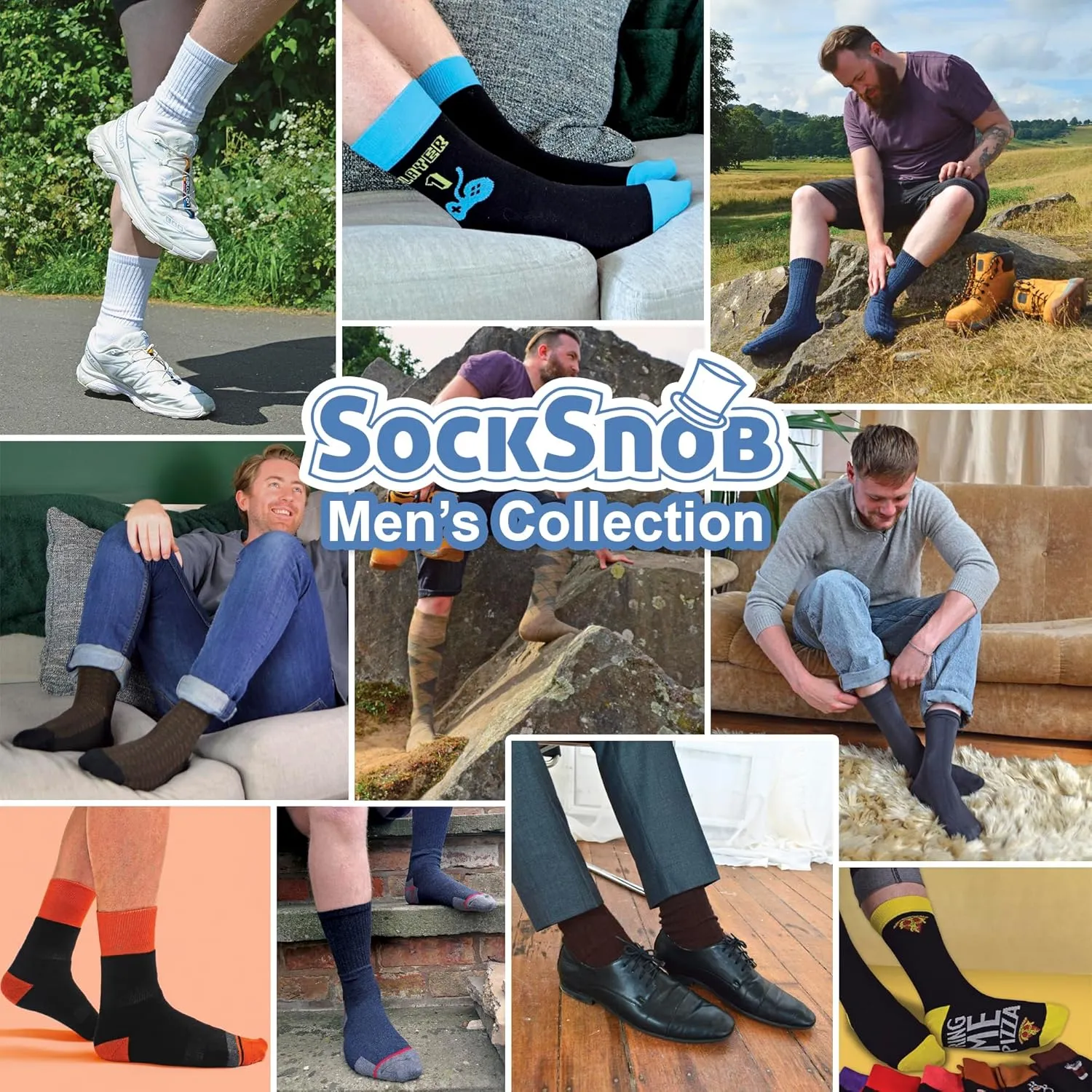 6 Pack Mens Alpaca Wool Boot Socks | Sock Snob | Ribbed Walking Socks