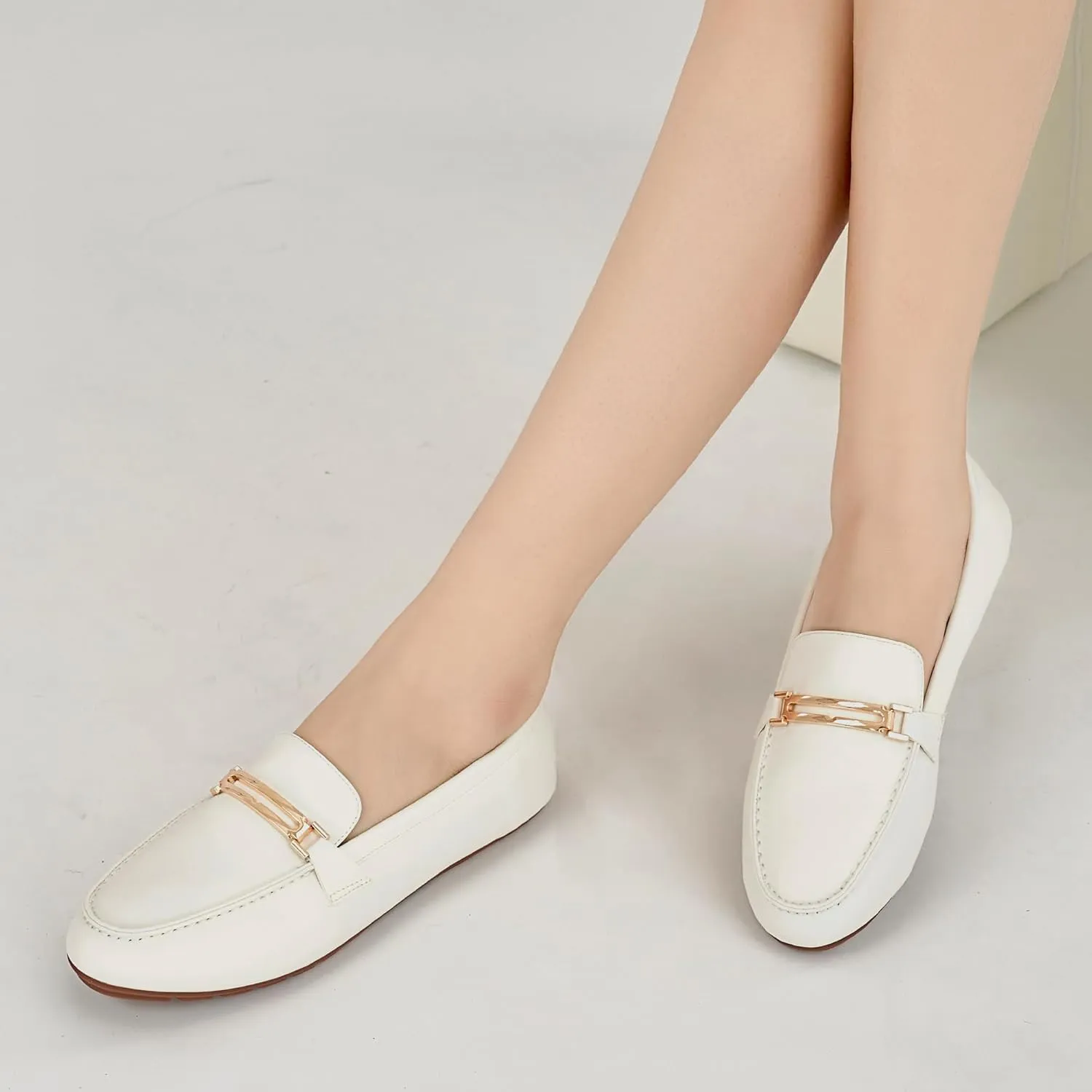 Alicegana Penny Loafers for Women Comfortable - Dress Casual Slip On Flat Shoes for Walking Business Work Driving Office