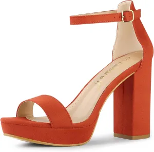 Allegra K Women's Ankle Strap Platform Chunky Heels Sandals