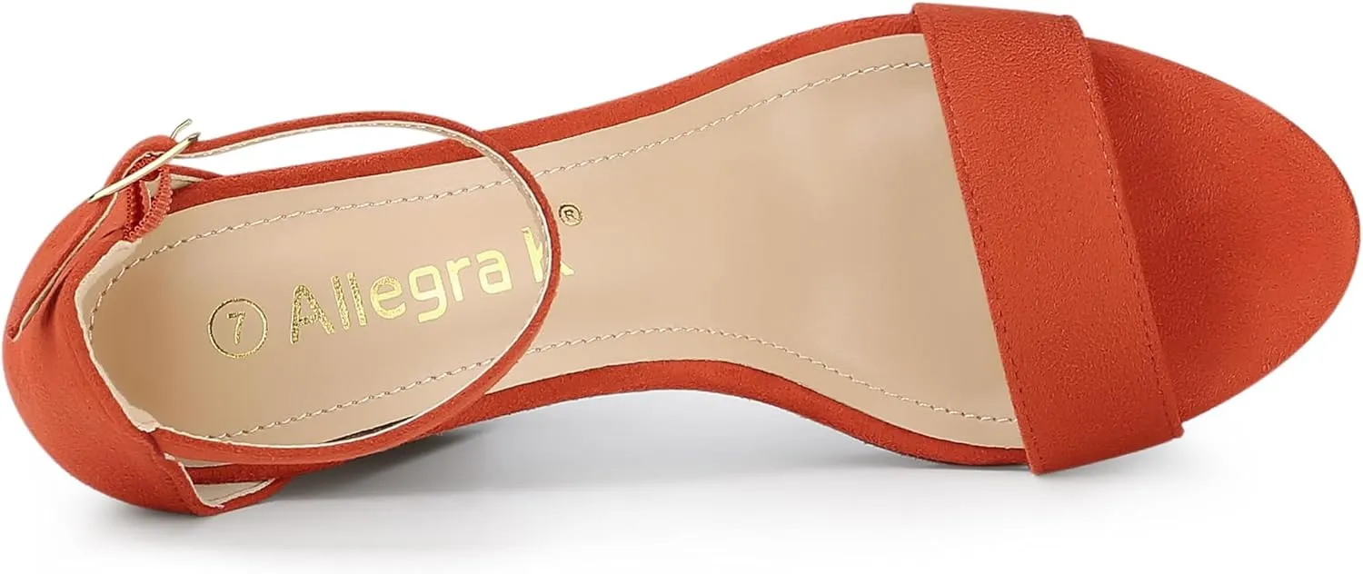 Allegra K Women's Ankle Strap Platform Chunky Heels Sandals