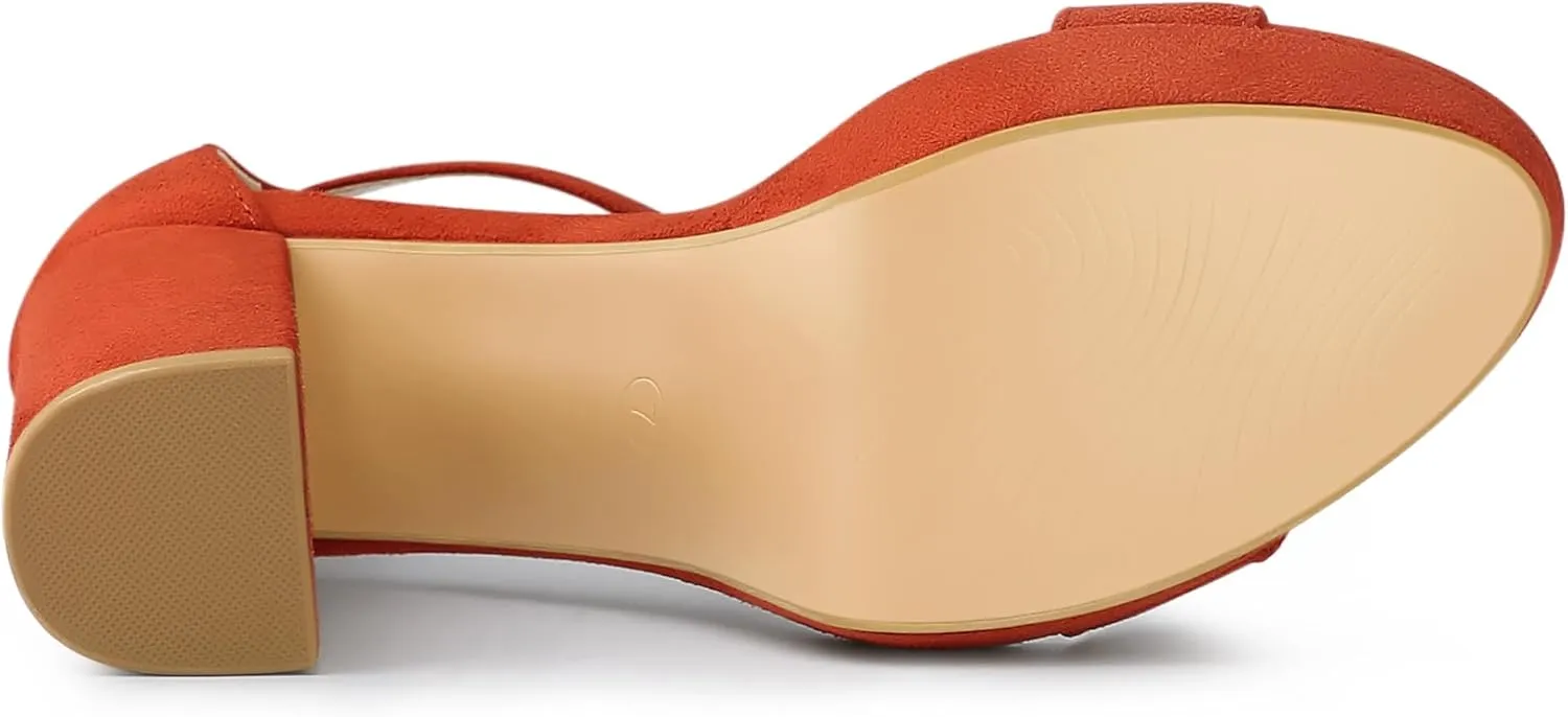Allegra K Women's Ankle Strap Platform Chunky Heels Sandals