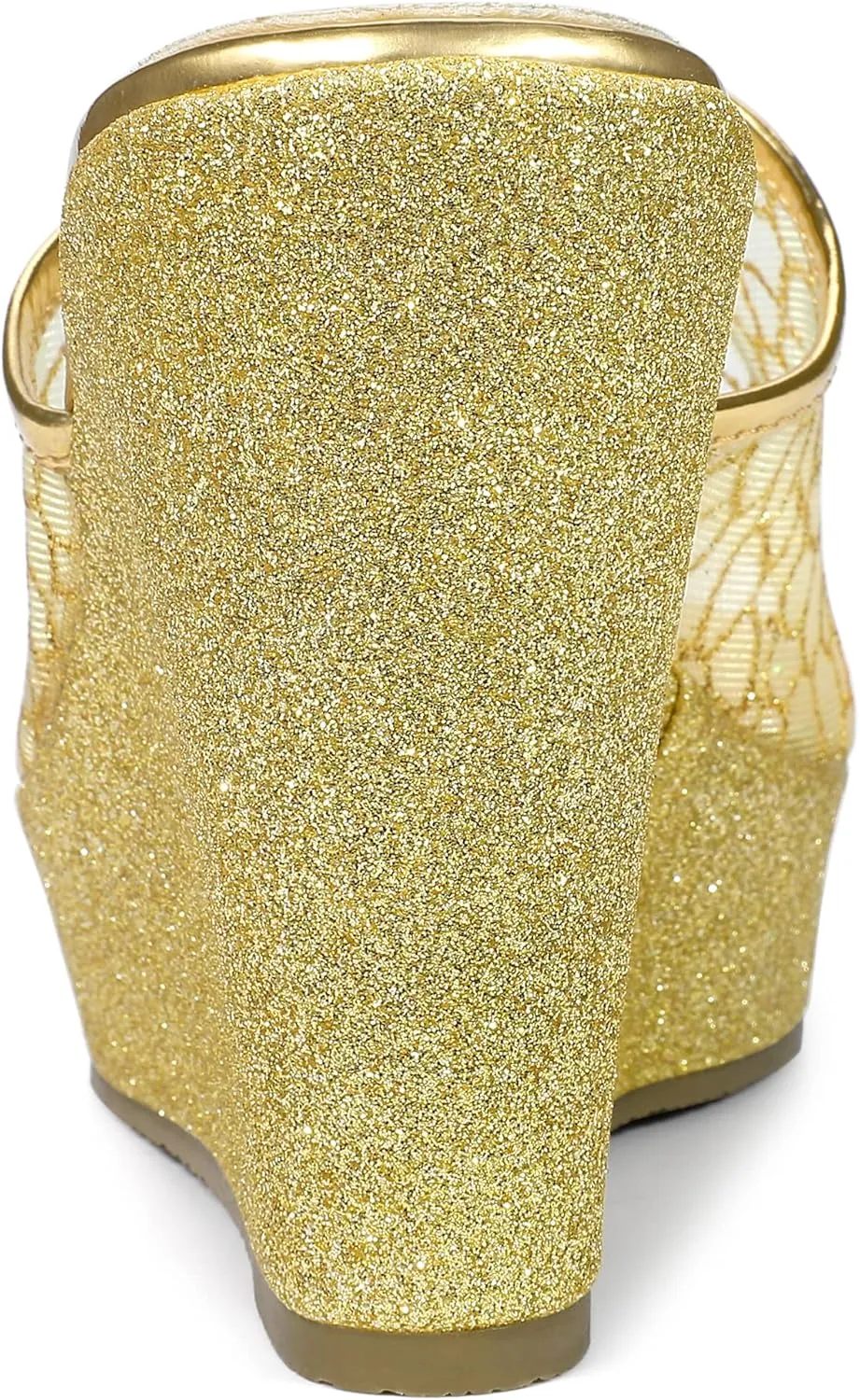 Allegra K Women's Glitter Platform Heels Slide Wedge Sandals