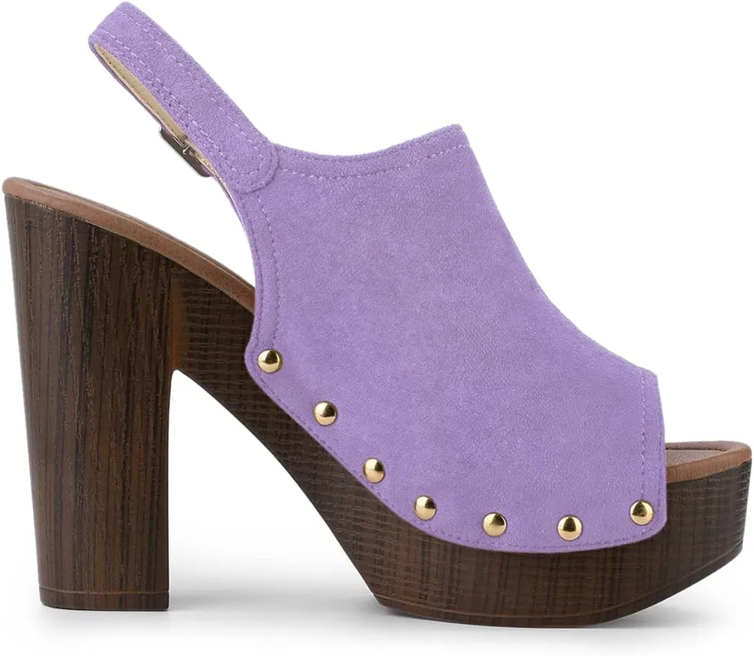 Allegra K Women's Open Toe Slingback Platform Chunky Heels Sandals