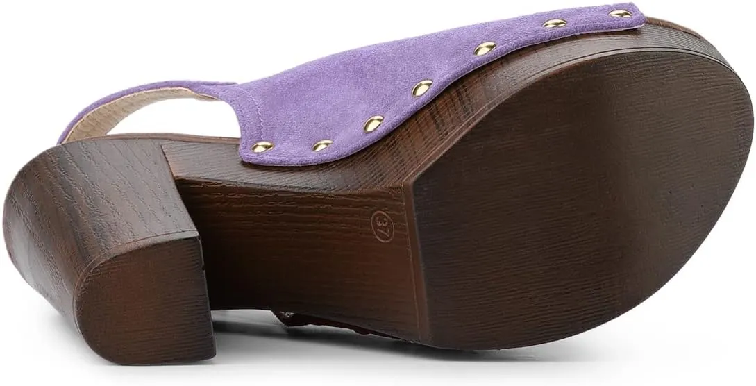 Allegra K Women's Open Toe Slingback Platform Chunky Heels Sandals