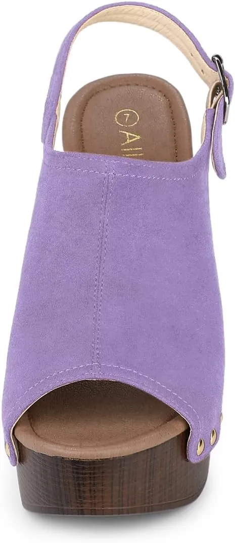 Allegra K Women's Open Toe Slingback Platform Chunky Heels Sandals