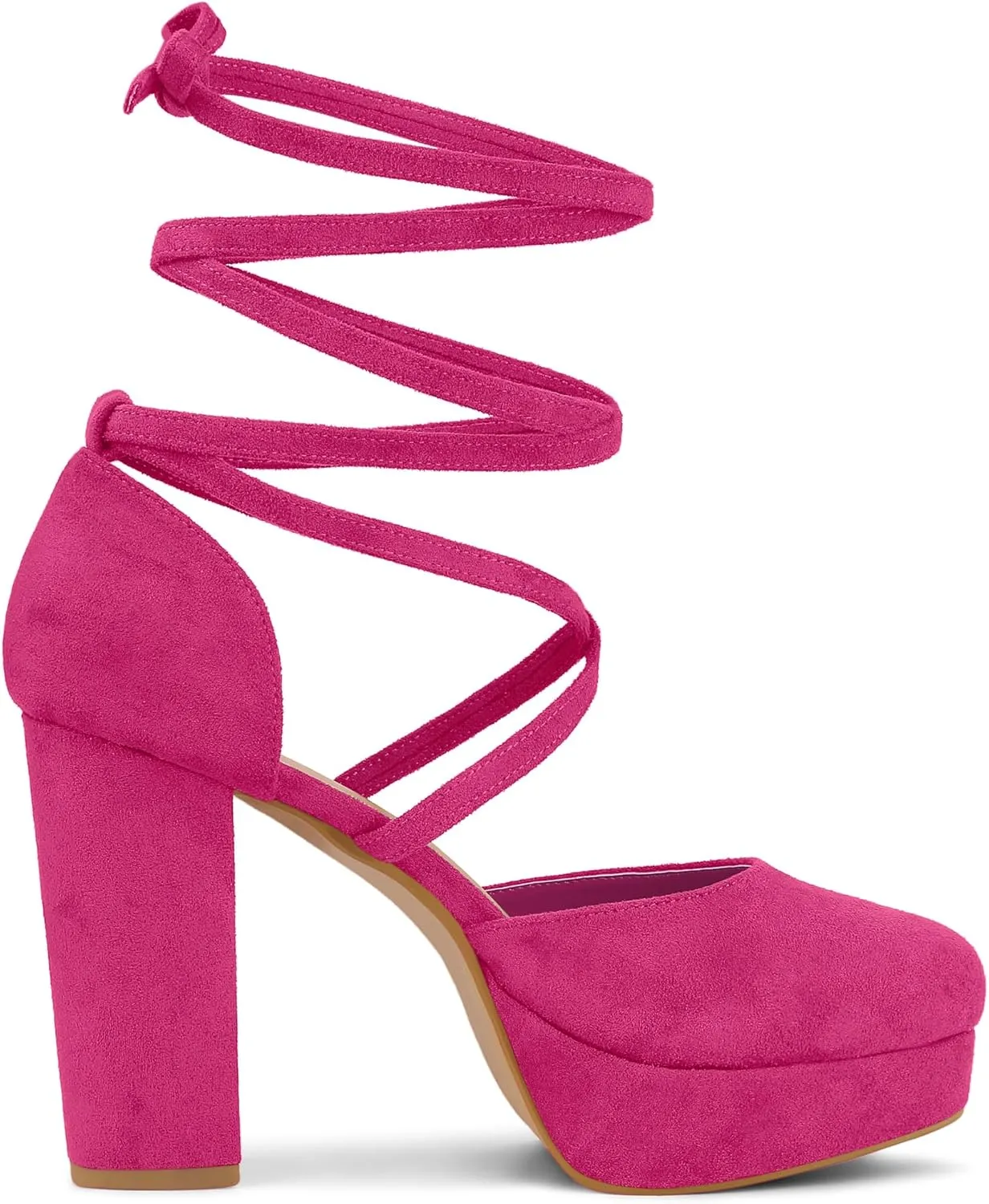 Allegra K Women's Platform Block Heel Lace Up Pumps Sandals