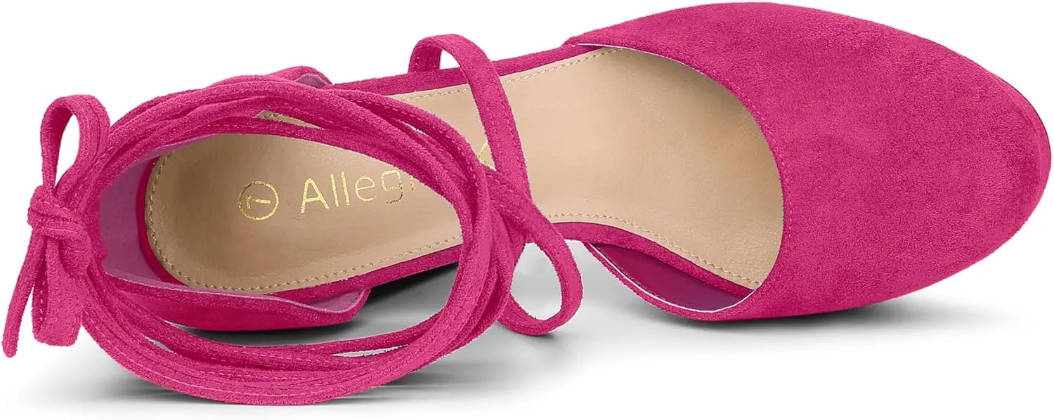 Allegra K Women's Platform Block Heel Lace Up Pumps Sandals