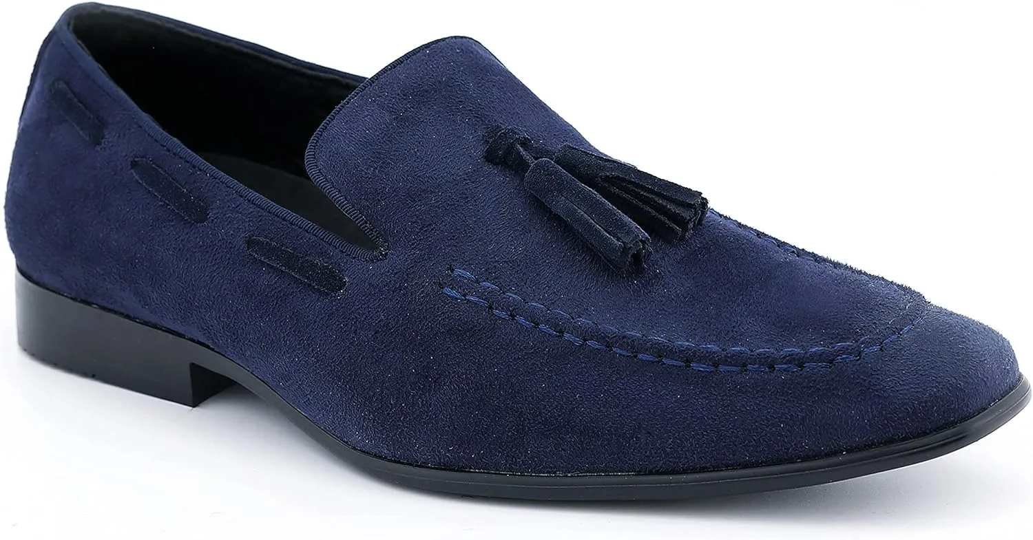 Amali Heath - Mens Dress Shoes with Gunmetal Horn Tassels with Luxurious Velvet - Formal Loafers for Men - The Original Smoking Men Slip-On