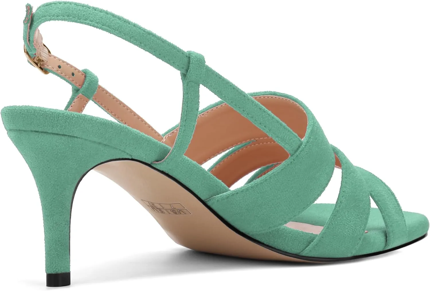 AMBELIGHT Women'S Strappy Low Kitten Slingback Heels Round Open Toe Ankle Buckle Suede Sandals Casual Comfortable Dress Wedding Work Shoes For Women 2.5 Inch
