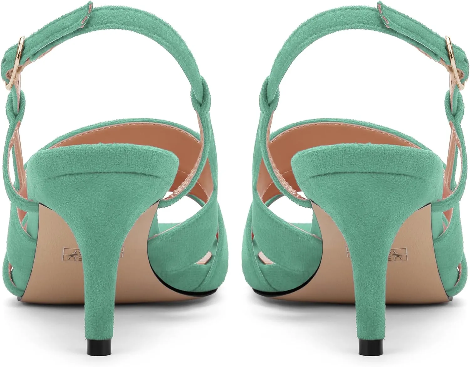 AMBELIGHT Women'S Strappy Low Kitten Slingback Heels Round Open Toe Ankle Buckle Suede Sandals Casual Comfortable Dress Wedding Work Shoes For Women 2.5 Inch