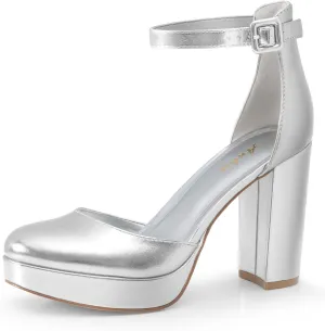 Ankis Black Platform Closed Toe Heels for Women, Womens Heels Closed Round Toe Chunky Block Pumps Shoes, 4 Inch