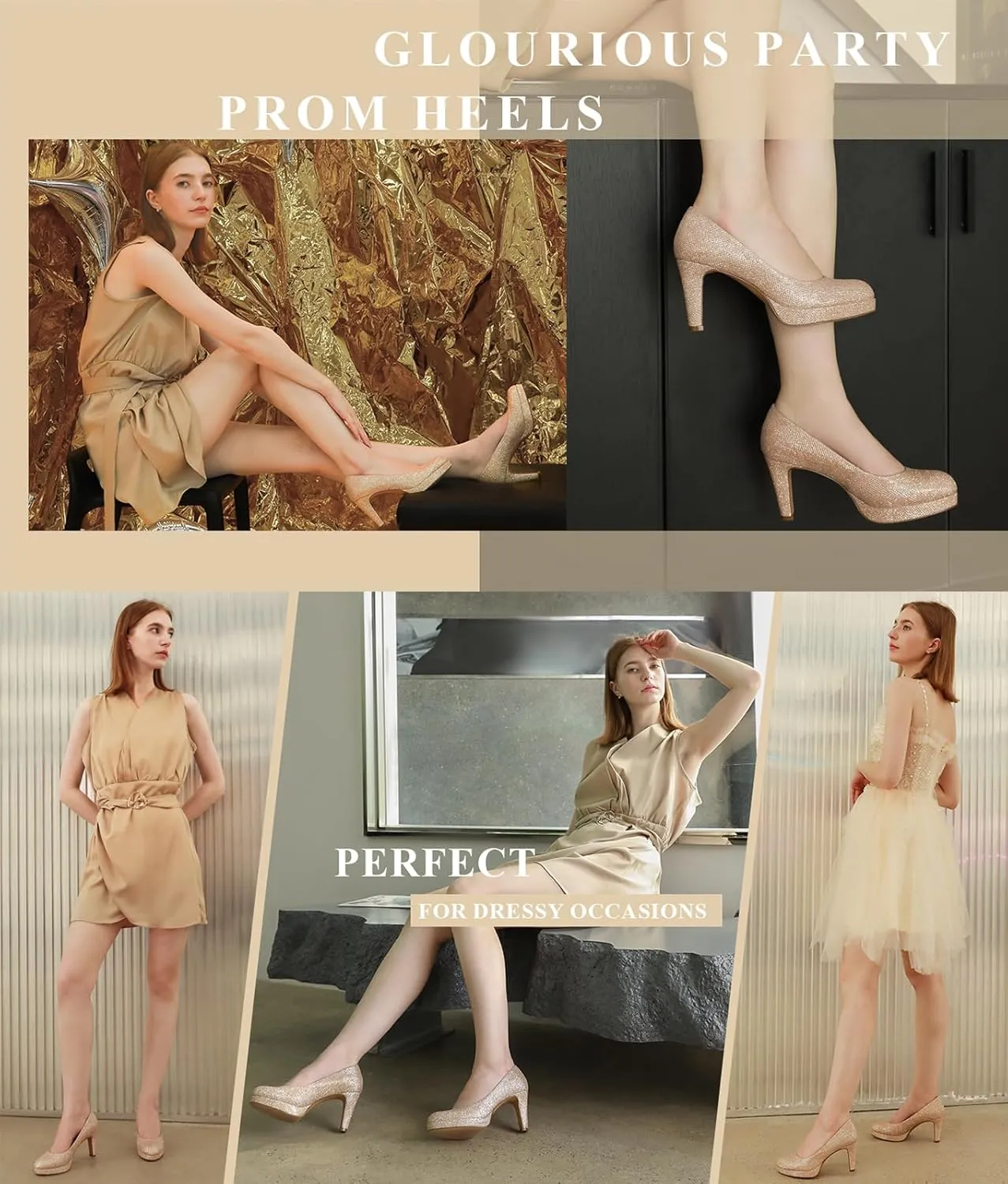 Ankis Women's Pumps - Womens Comfy Close Toe Heels - 3.15in Black Dress Shoes for Women - Comfortable Work Heels for Women - Black Heels, Nude Heels, White Heels,Gold Heels, Silver Heels for Women