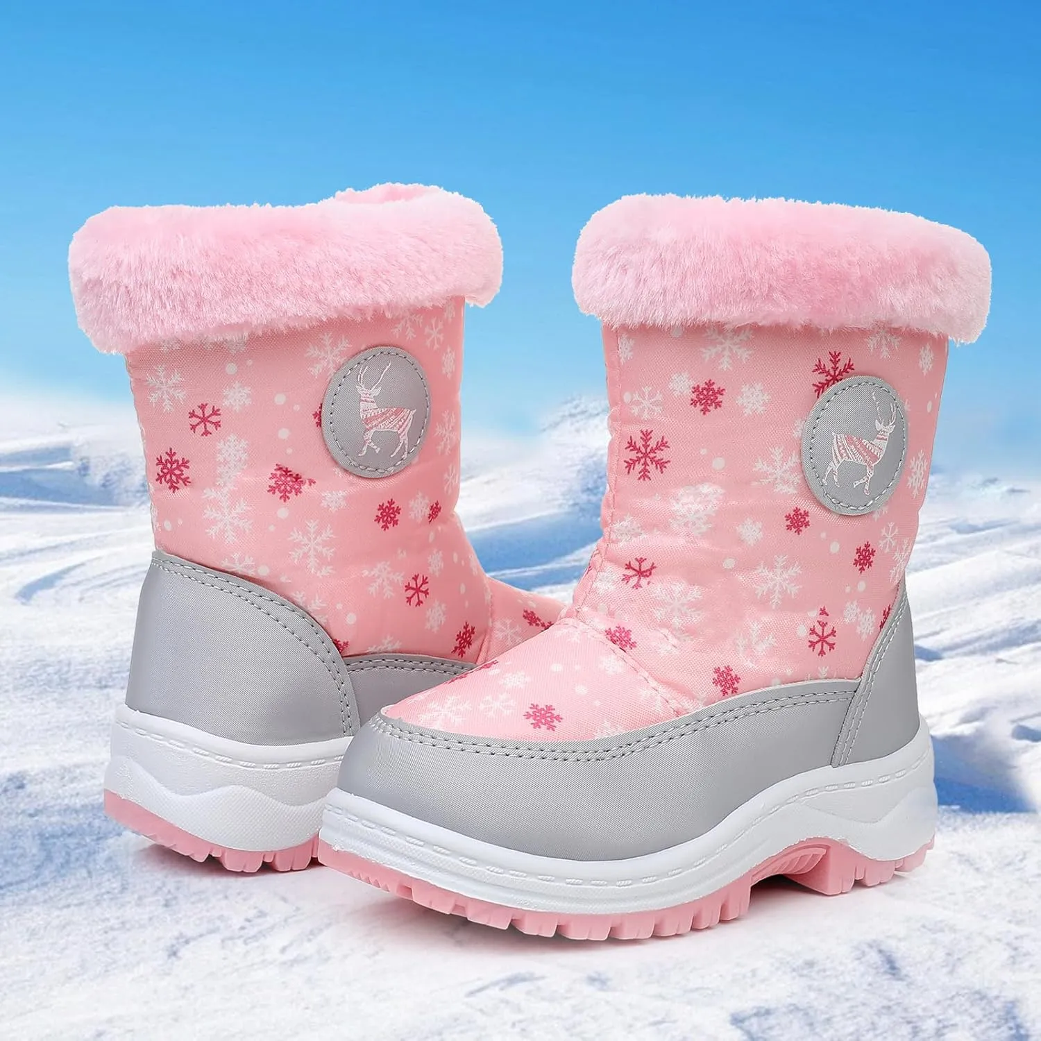 Apakowa Kids Boys Girls Cold Weather Water Resistant Winter Snow Boots (Toddler/Little Kid/Big Kid)