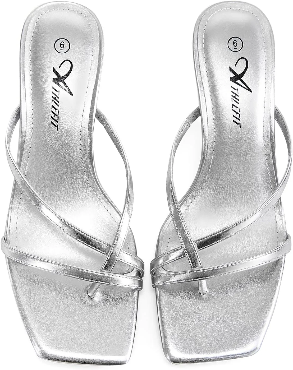 Athlefit Women's Strappy Kitten Heels Flip Flops Square Open Toe Low Heels Fashion Party Dress Thong Heeled Sandals