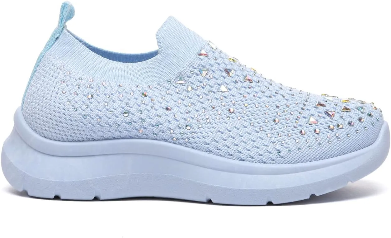 Bernal Girl Slip-On Sparkle Sneakers Toddler/Little Kid/Big Kid Non-Slip Breathable Tennis Walking Shoes