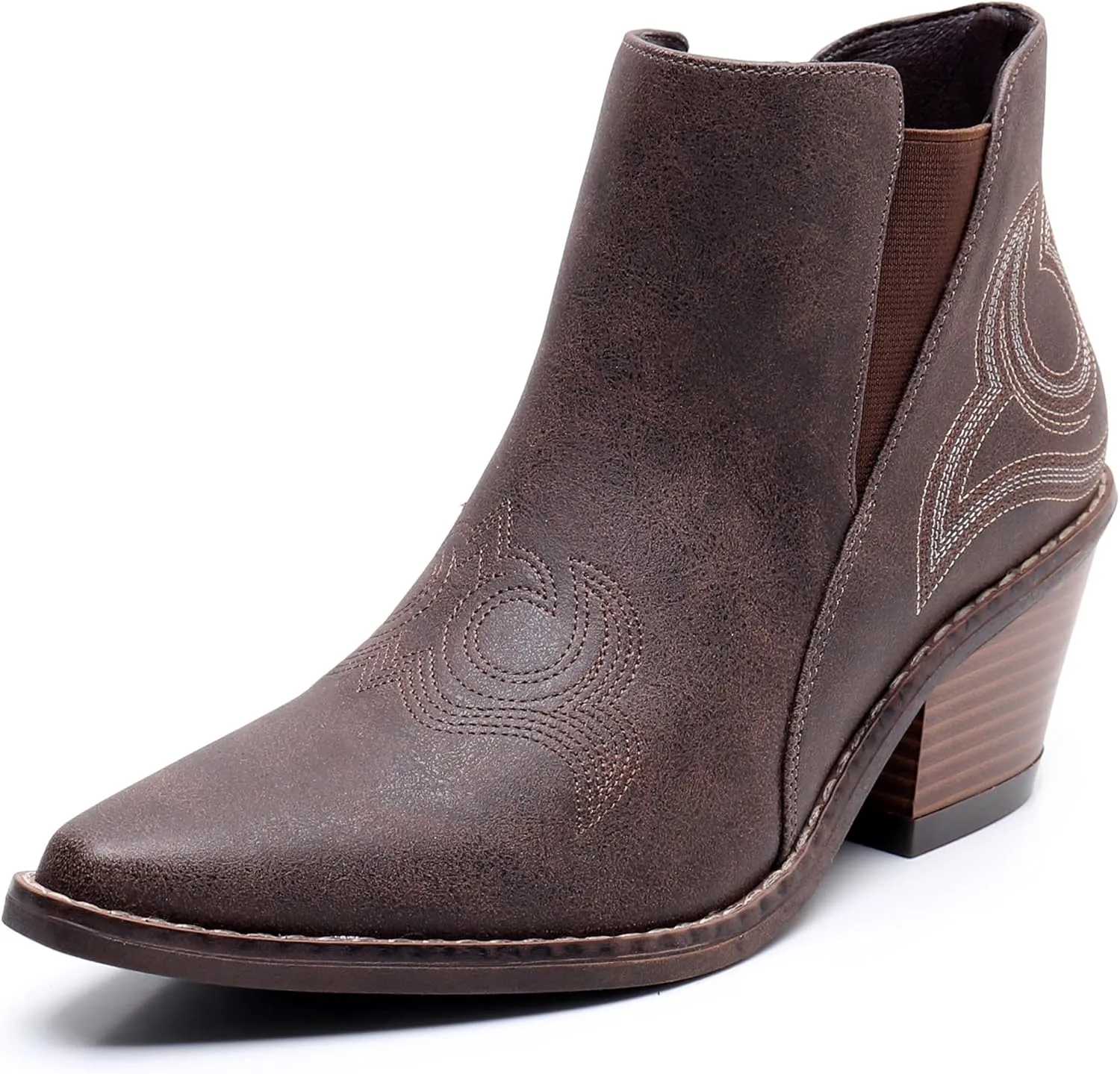 Blikcon Womens' Embroidery Western Ankle Cowgirl Boots