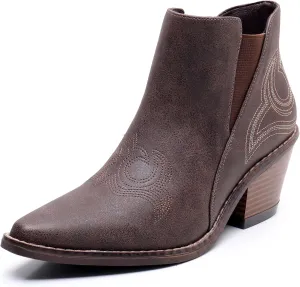 Blikcon Womens' Embroidery Western Ankle Cowgirl Boots