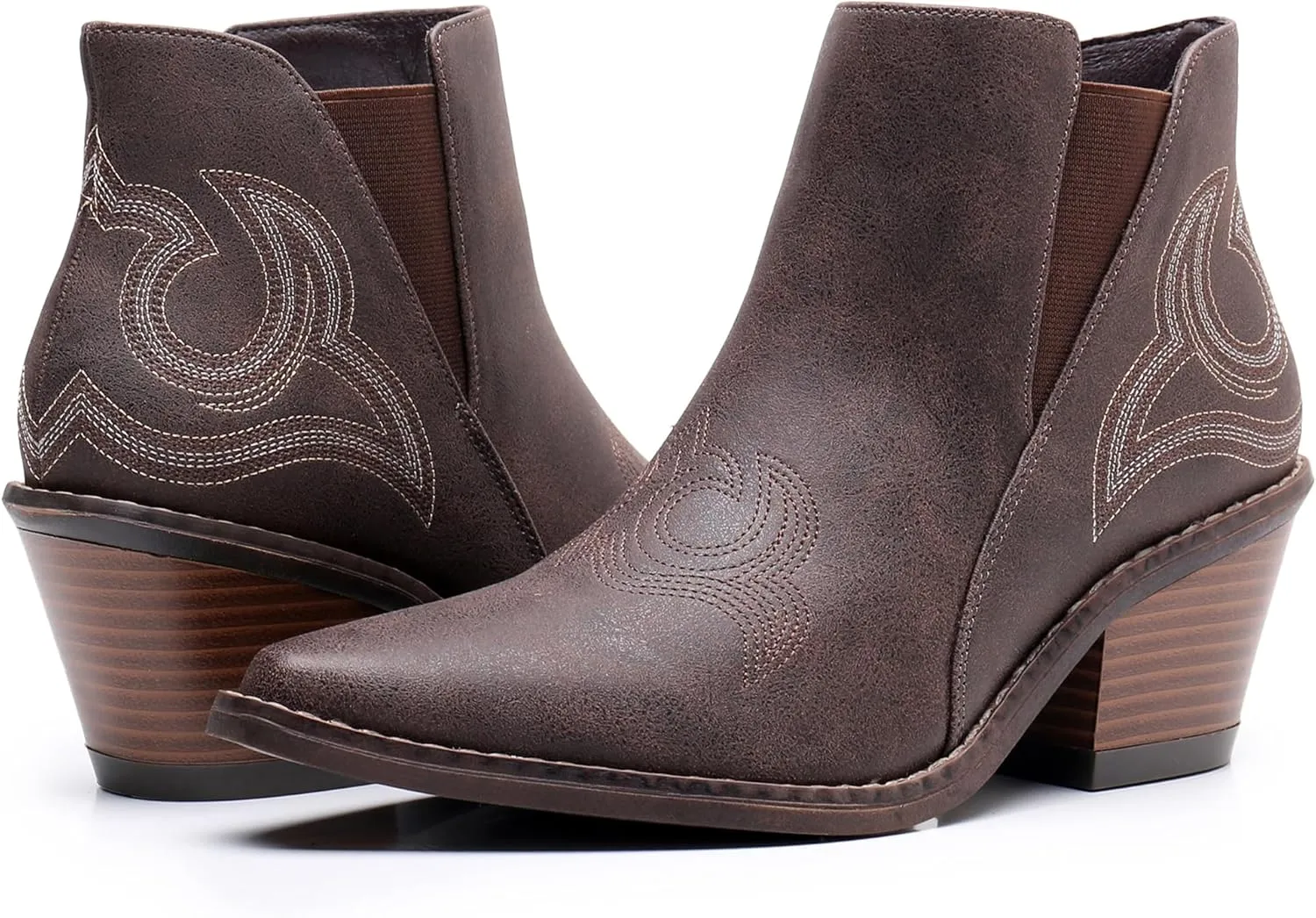 Blikcon Womens' Embroidery Western Ankle Cowgirl Boots