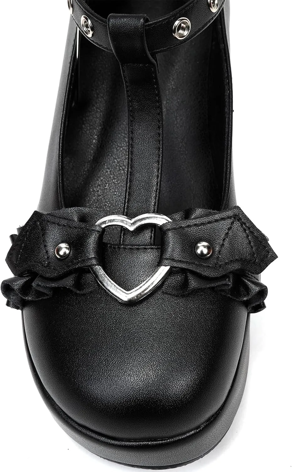 BYOMIGY Mary Jane Shoes Women Goth Platform Heels Chunky Heel Pumps with Ankle Strap Wedge Heels for Women