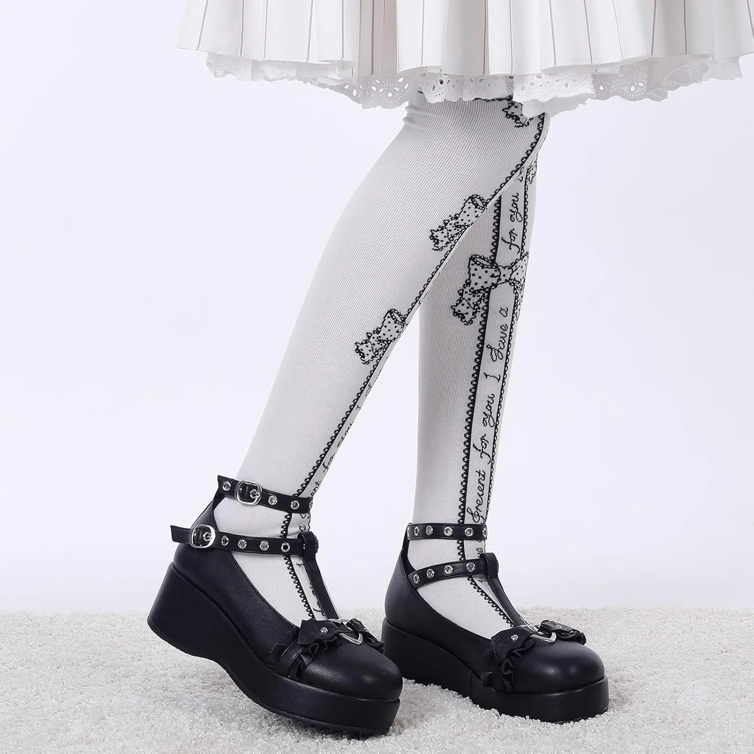 BYOMIGY Mary Jane Shoes Women Goth Platform Heels Chunky Heel Pumps with Ankle Strap Wedge Heels for Women