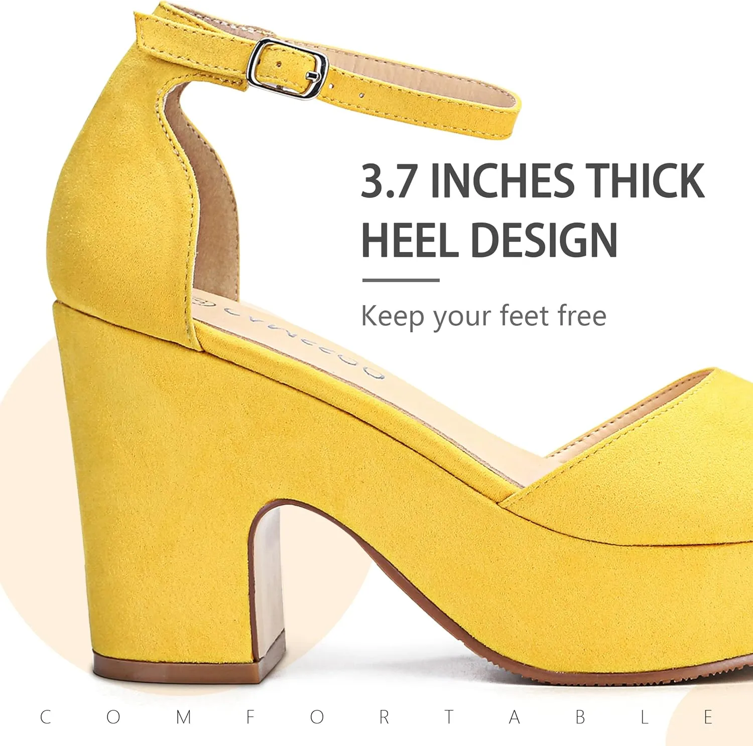 CAMSSOO Women's Platforms Wedges Sandals Suede Open toe Ankle Strap Fashion Wedding Sexy Dress Block Chunky High Heels Pumps Shoes