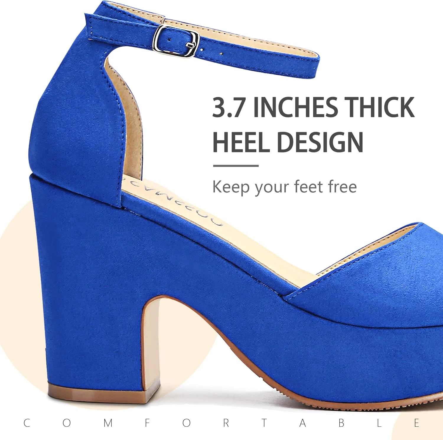 CAMSSOO Women's Platforms Wedges Sandals Suede Open toe Ankle Strap Fashion Wedding Sexy Dress Block Chunky High Heels Pumps Shoes