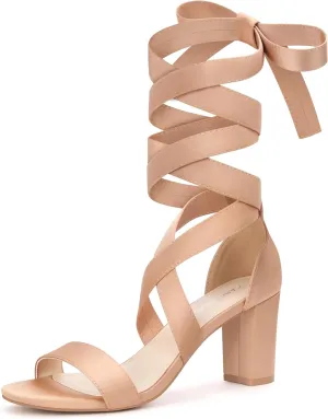 Carcuume Lace Up Heels 3 Inch Strappy Heels,ELLY-CC