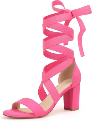 Carcuume Lace Up Heels 3 Inch Strappy Heels,ELLY-CC
