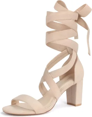 Carcuume Lace Up Heels 3 Inch Strappy Heels,ELLY-CC