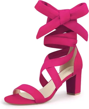 Carcuume Lace Up Heels 3 Inch Strappy Heels,ELLY-CC