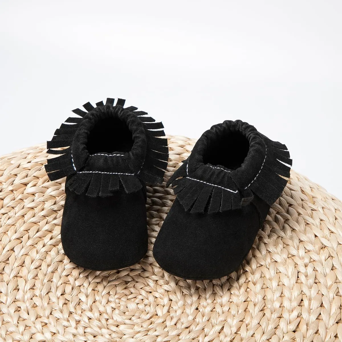 CENCIRILY Infant Baby Fringe Moccasin Slipper Boys Girls Tassel Suede Leather Toddler Sneakers Soft Sole First Walking Loafers Crib Shoes