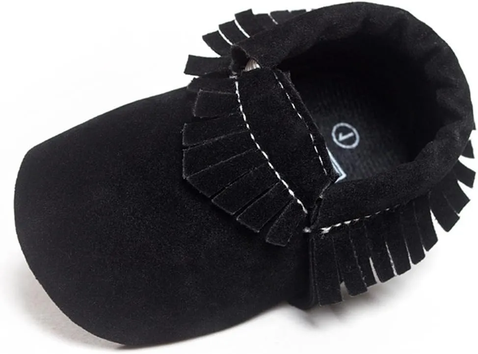 CENCIRILY Infant Baby Fringe Moccasin Slipper Boys Girls Tassel Suede Leather Toddler Sneakers Soft Sole First Walking Loafers Crib Shoes