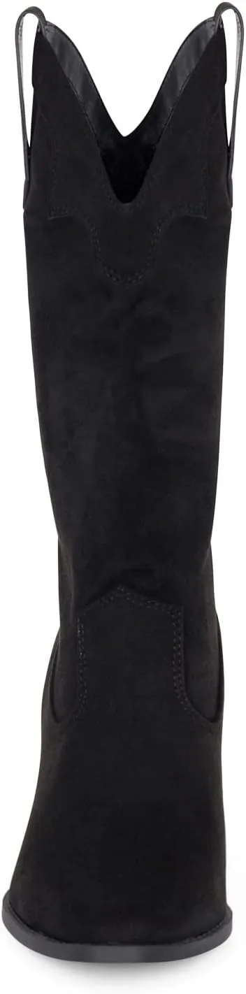 Chariot & Co Cowboy Boots for Women - Western Style Mid-Calf Stacked Heel Boot - Polly
