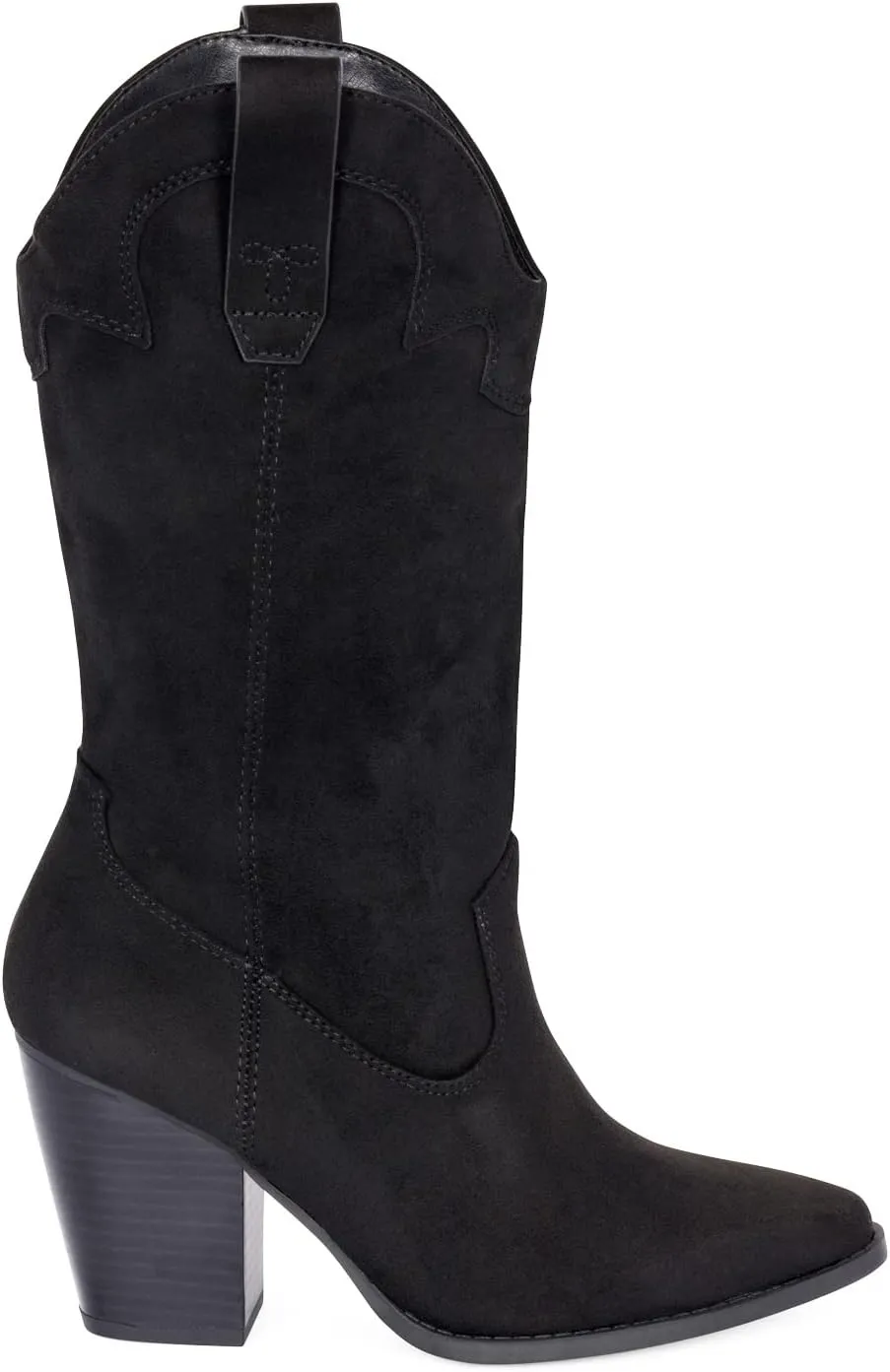 Chariot & Co Cowboy Boots for Women - Western Style Mid-Calf Stacked Heel Boot - Polly