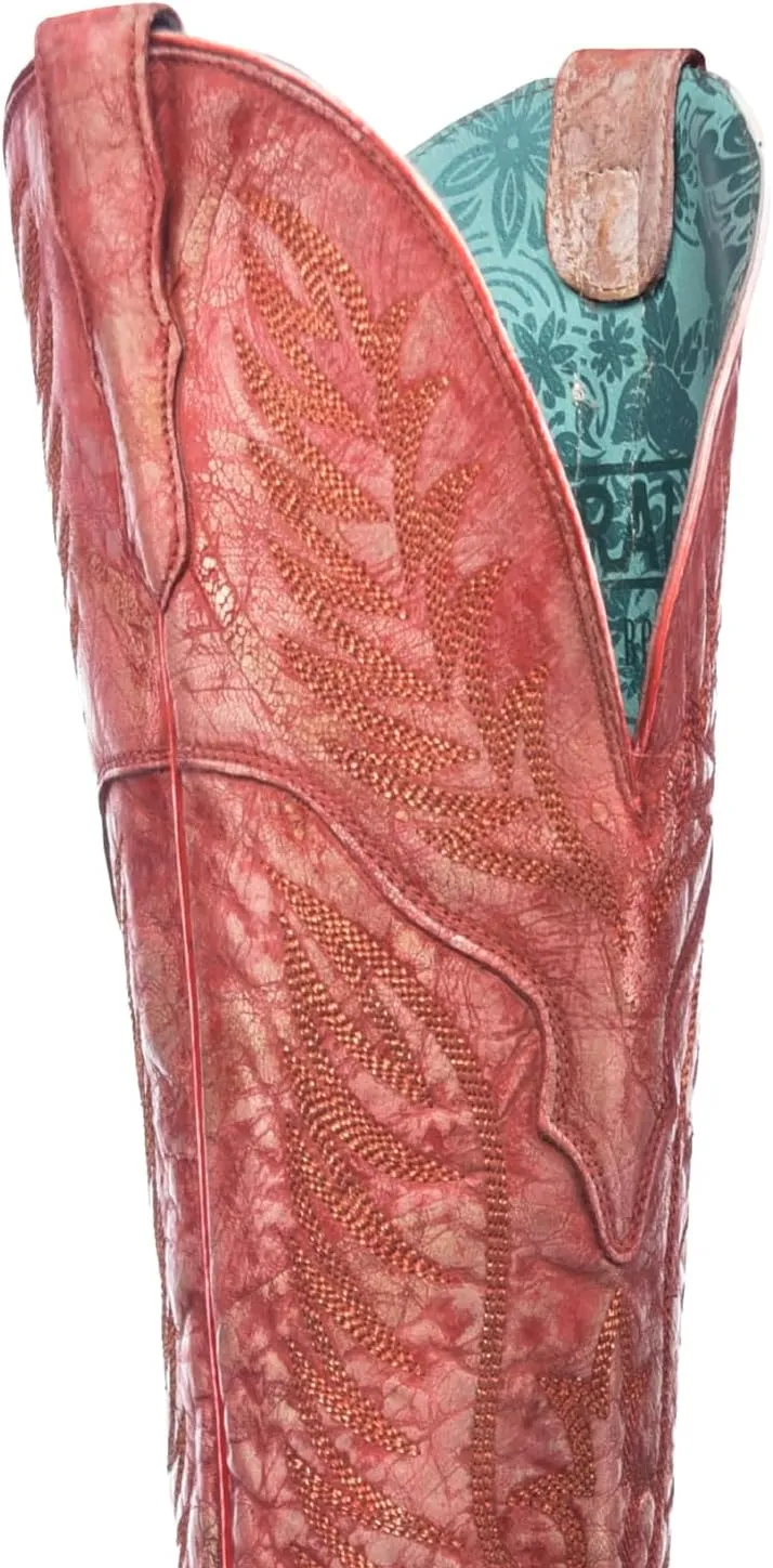 CORRAL Women's Embroidery Tall Top Urban Outdoor Western Cowgirl Style Above-the-Knee Pointed J Toe Cowhide Leather Boots