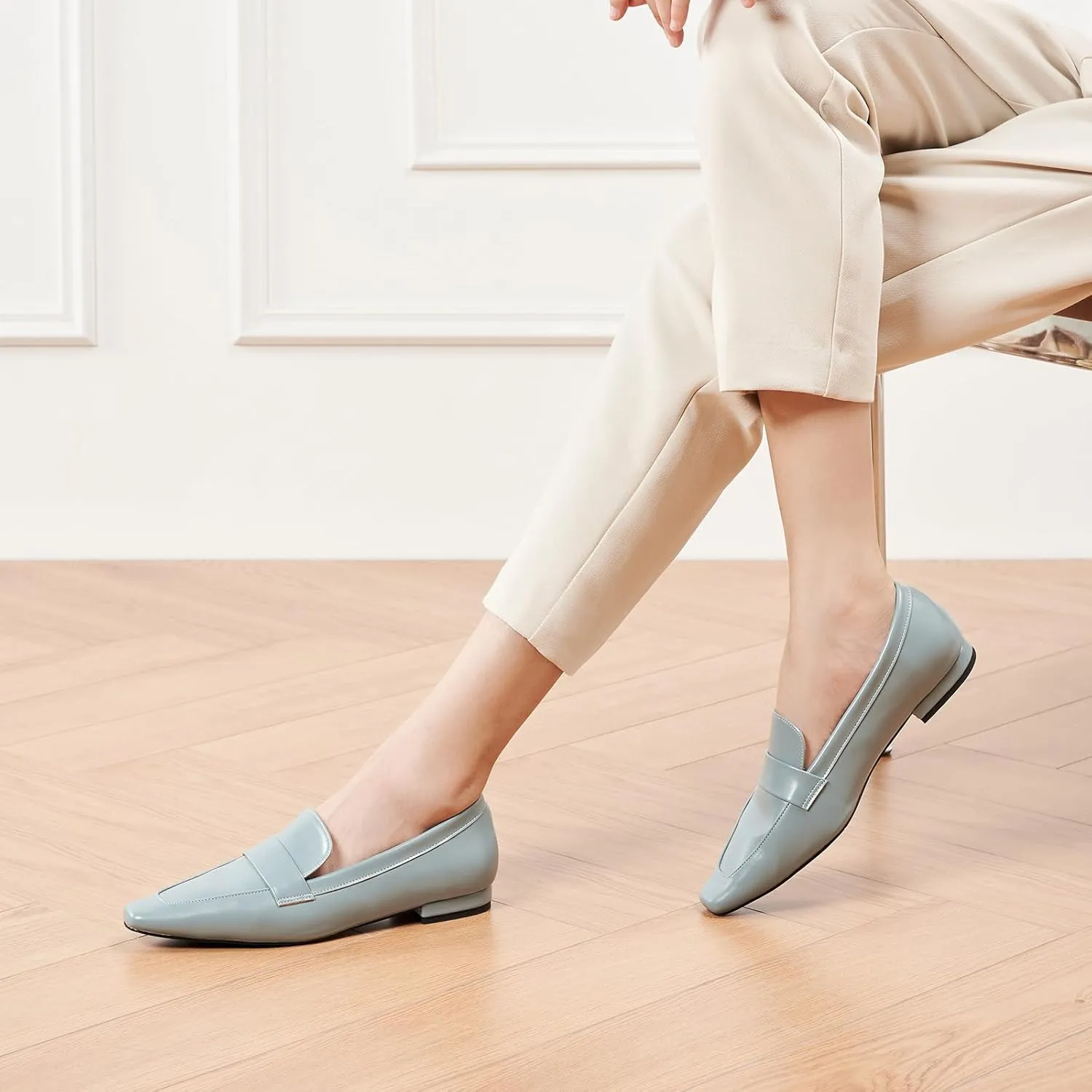 C.Paravano Loafers for Women, Slip-ons Penny Loafers Comfortable Dressy for Formal & Casual Wear, Square Toe Flats for Office