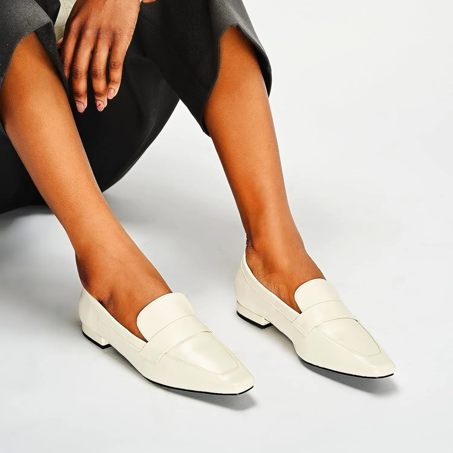 C.Paravano Loafers for Women, Slip-ons Penny Loafers Comfortable Dressy for Formal & Casual Wear, Square Toe Flats for Office