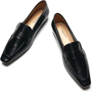 C.Paravano Loafers for Women, Slip-ons Penny Loafers Comfortable Dressy for Formal & Casual Wear, Square Toe Flats for Office