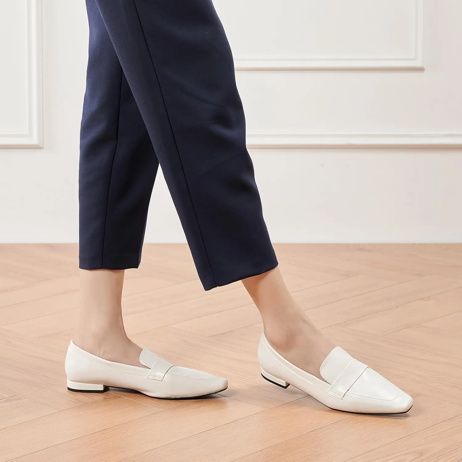 C.Paravano Loafers for Women, Slip-ons Penny Loafers Comfortable Dressy for Formal & Casual Wear, Square Toe Flats for Office