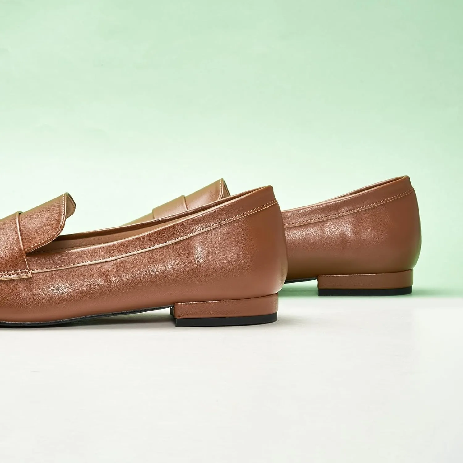 C.Paravano Women's Flat Loafers, Slip-on Penny Loafers for Formal & Casual Wear, Square Toe Comfort Flats for Office
