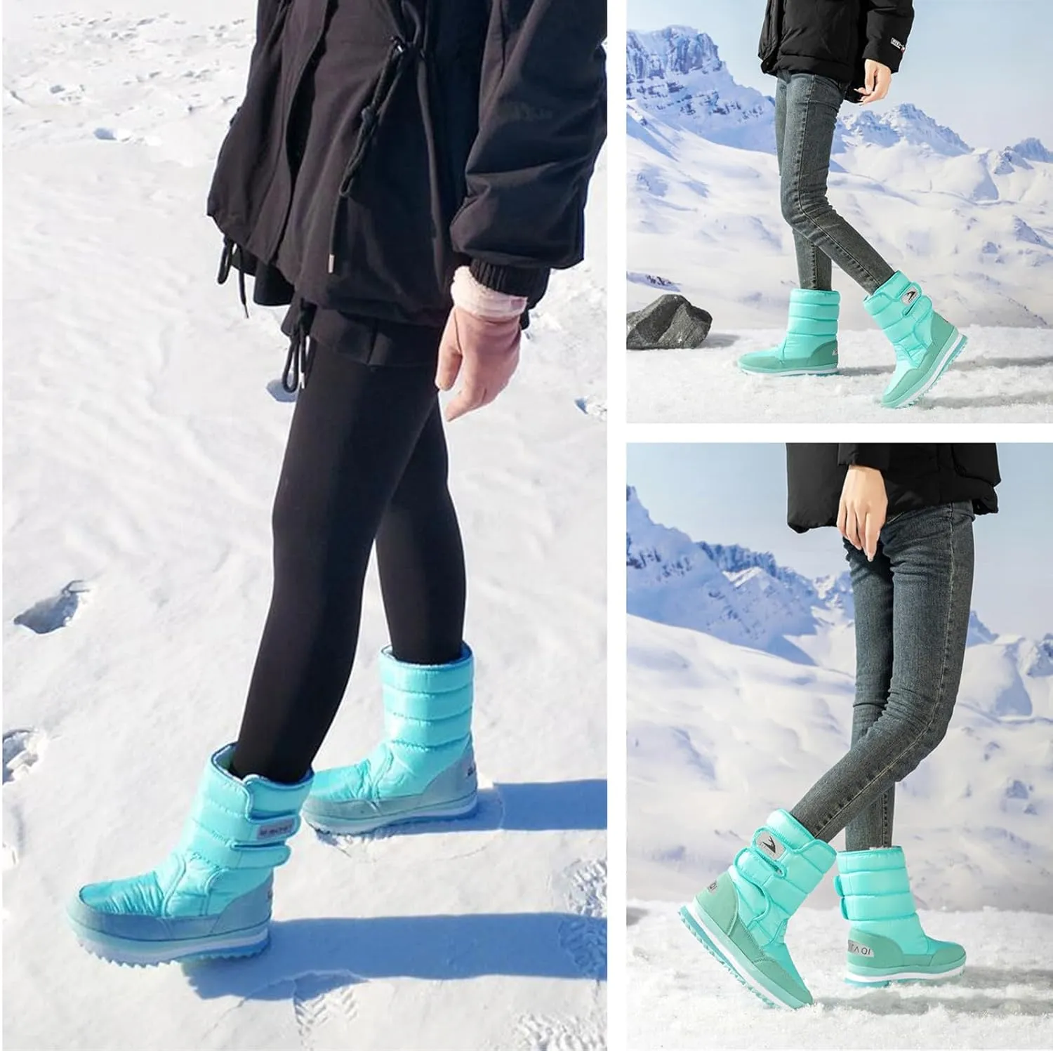 DADAWEN Women's Waterproof Frosty Snow Boot
