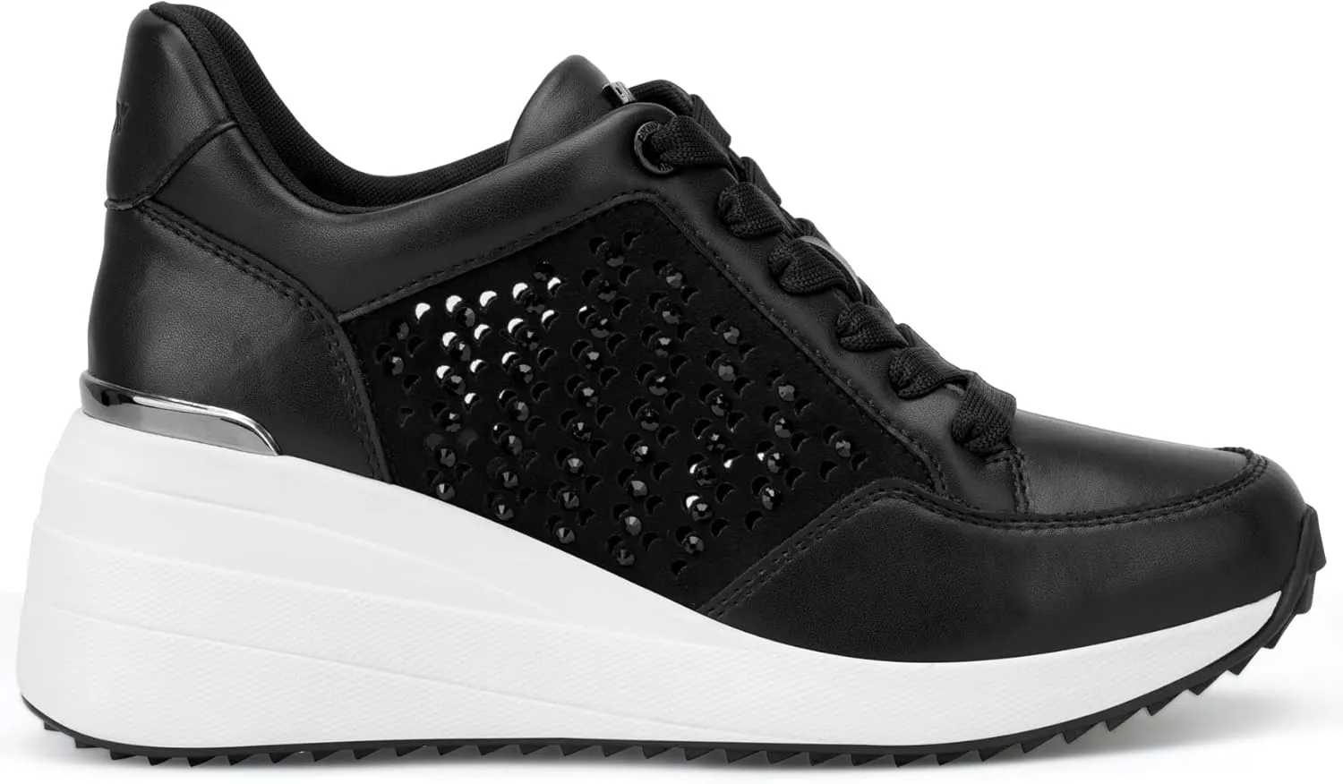 DKNY Women's Kalinda Studded Lace Up Wedge Sneaker