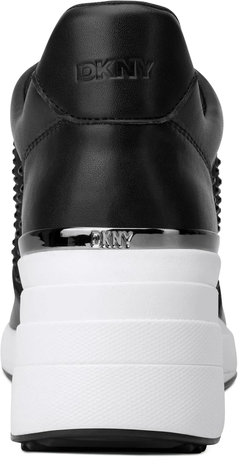 DKNY Women's Kalinda Studded Lace Up Wedge Sneaker