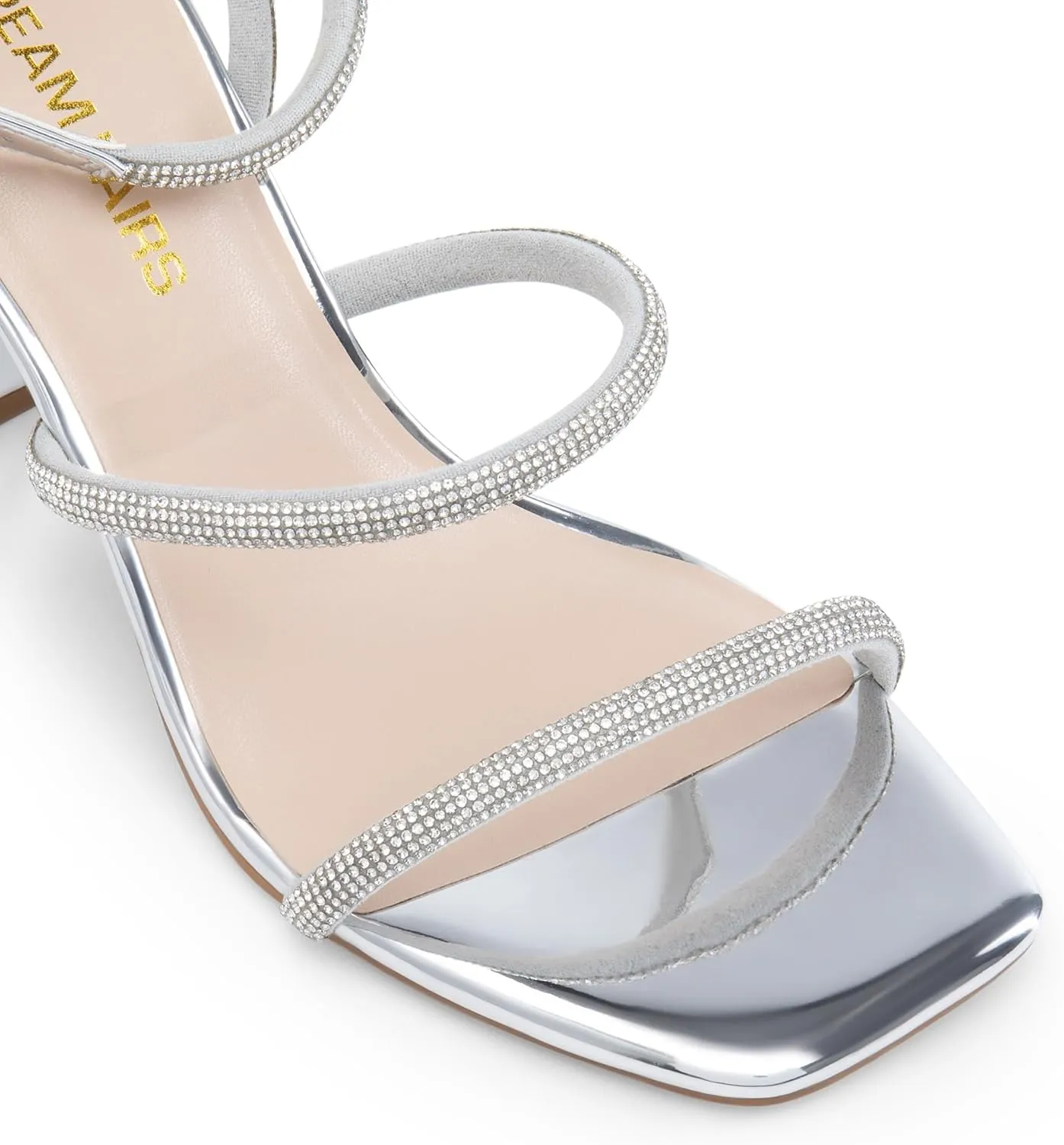 DREAM PAIRS Women Heels Chunky Square Open Toe Strappy Ankle Strap Block High Heeled Sandals for Dressy Wedding Comfortable Shoes