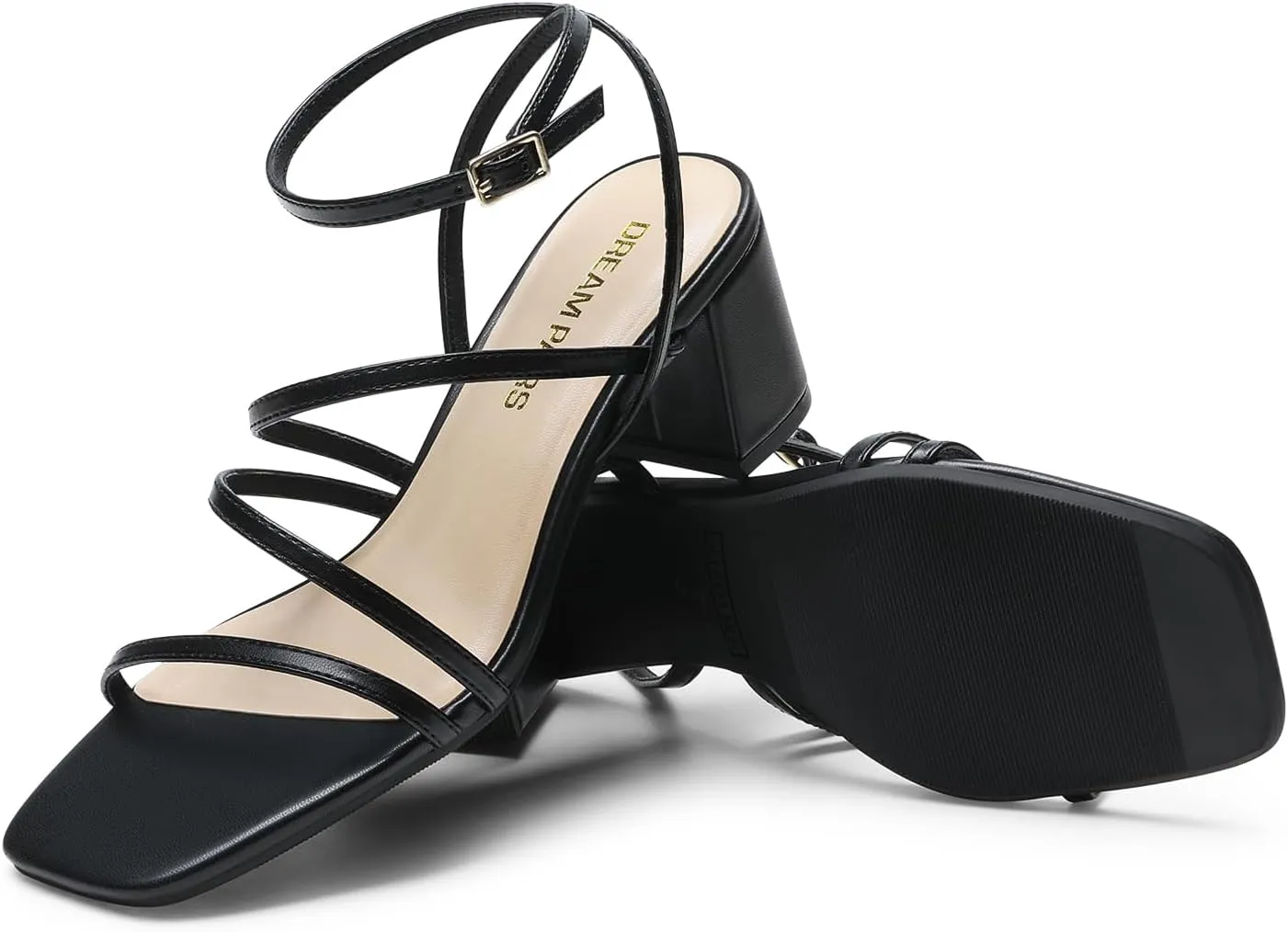 DREAM PAIRS Womens Block Heels 2 inch Strappy Square Toe Dressy Chunky Low Heeled Sandals for Party Wedding Evening
