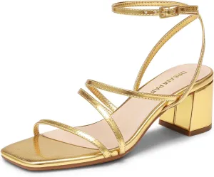 DREAM PAIRS Womens Block Heels 2 inch Strappy Square Toe Dressy Chunky Low Heeled Sandals for Party Wedding Evening