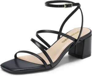DREAM PAIRS Womens Block Heels 2 inch Strappy Square Toe Dressy Chunky Low Heeled Sandals for Party Wedding Evening