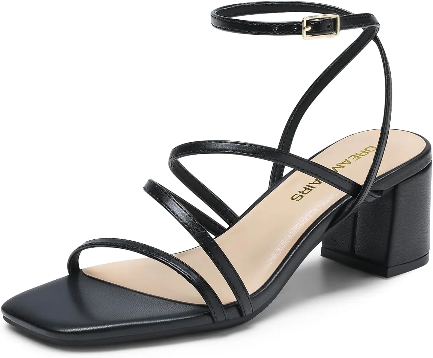 DREAM PAIRS Womens Block Heels 2 inch Strappy Square Toe Dressy Chunky Low Heeled Sandals for Party Wedding Evening