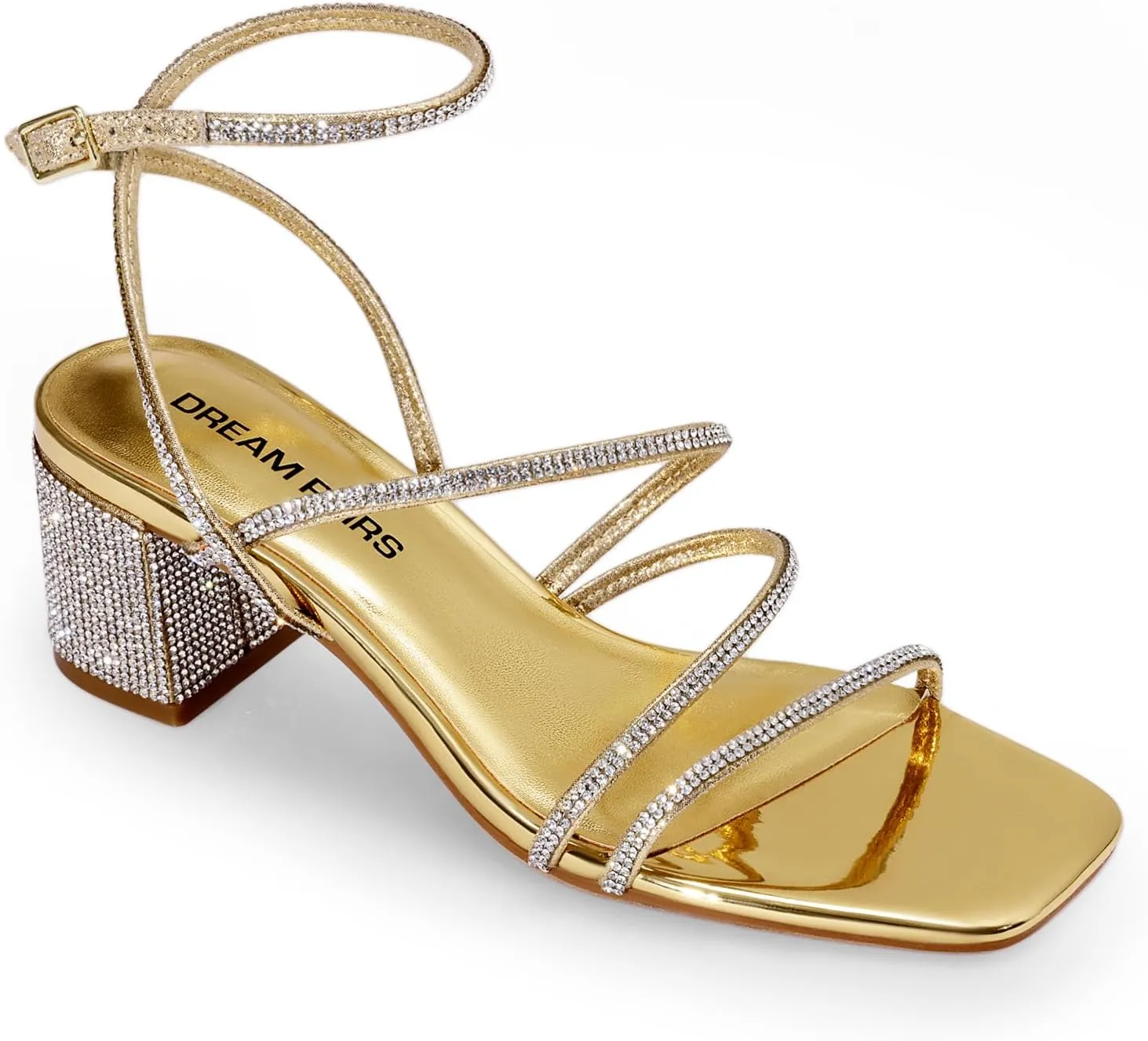 DREAM PAIRS Womens Block Heels 2 inch Strappy Square Toe Dressy Chunky Low Heeled Sandals for Party Wedding Evening