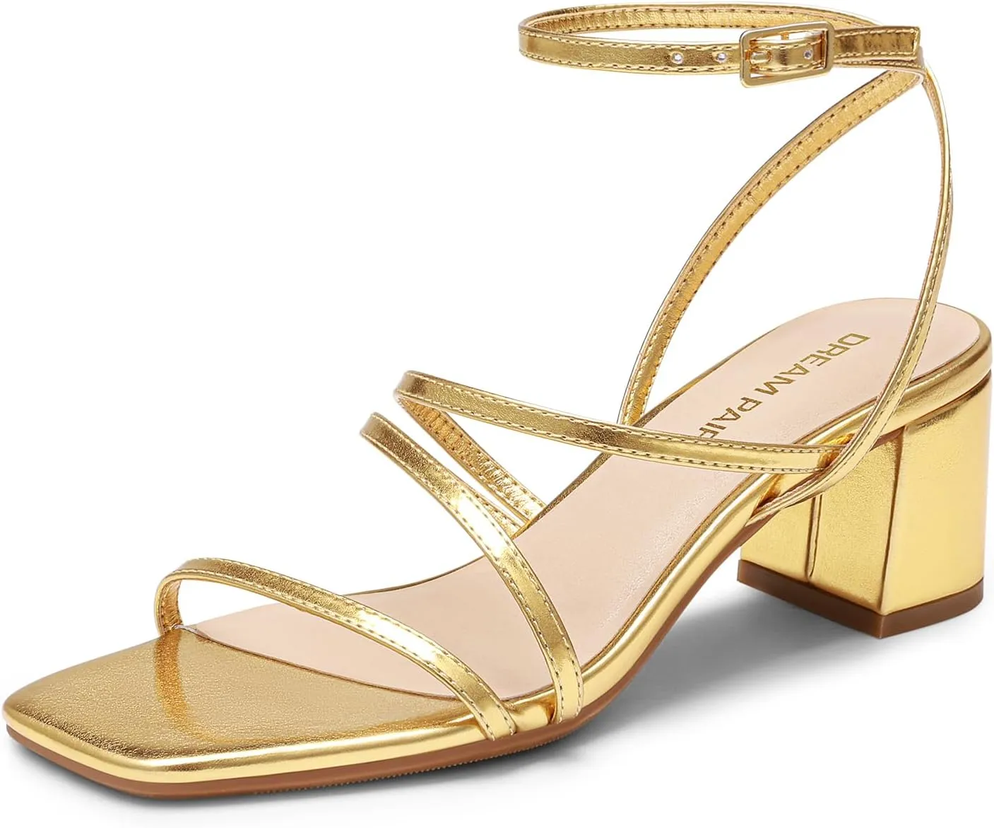 DREAM PAIRS Womens Block Heels 2 inch Strappy Square Toe Dressy Chunky Low Heeled Sandals for Party Wedding Evening